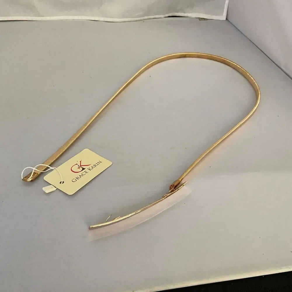 #7420 Grace Karin Womens Metal Stretchy Elastic Waist Belts Dress Belt Size L